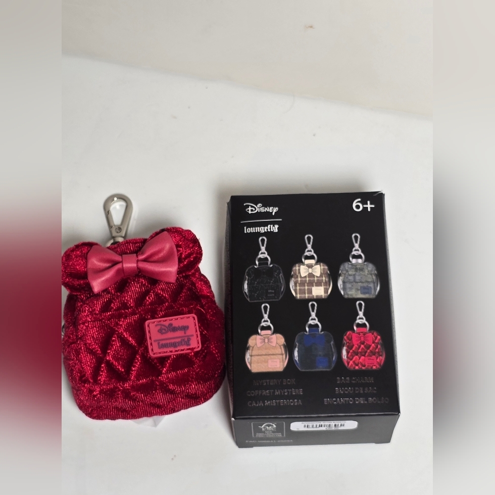 Loungefly Disney Red Quilted Mini Backpack Bag Clip Keychain Nwt Opened